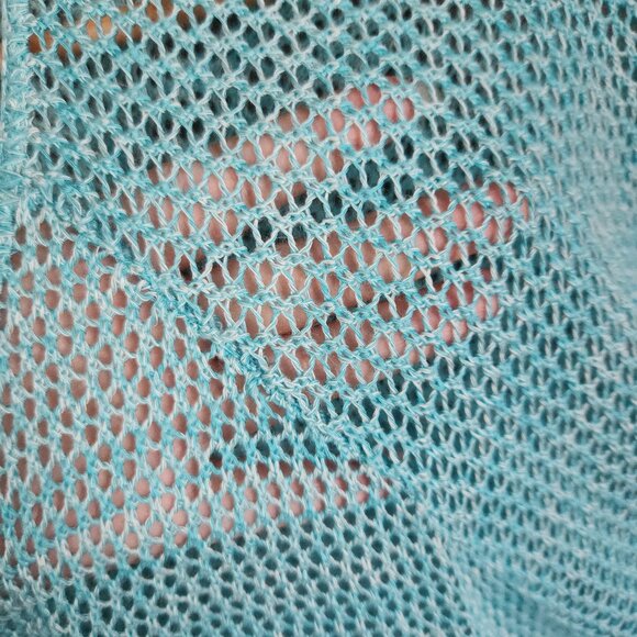 Catherine Open Knit Sweater Pullover Women Blue Plus Size 2X Acrylic Color Block - Picture 3 of 6